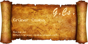 Grüner Csaba névjegykártya